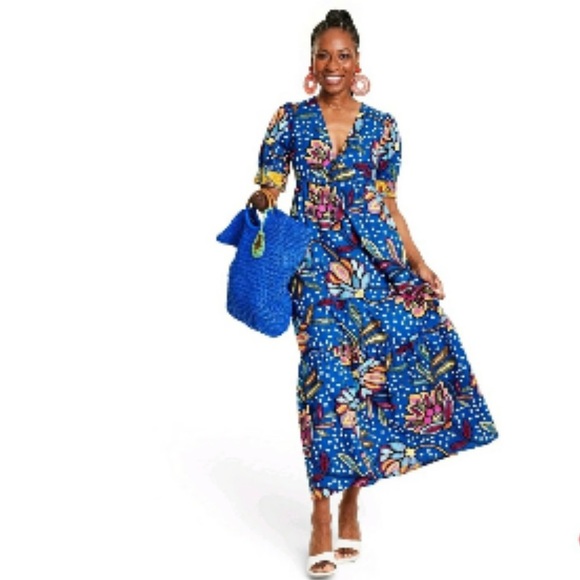NWT Tabitha Brown X Target Mixed Floral/Polka-Dot Print Midi Dress Size 0 - Picture 1 of 4